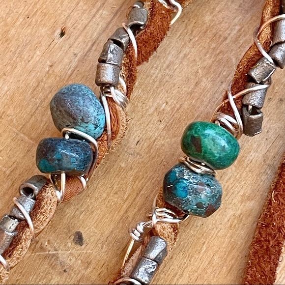 Handmade Eilat Stone Vintage Kuchi Pendant Leather Necklace - Picture 12 of 13